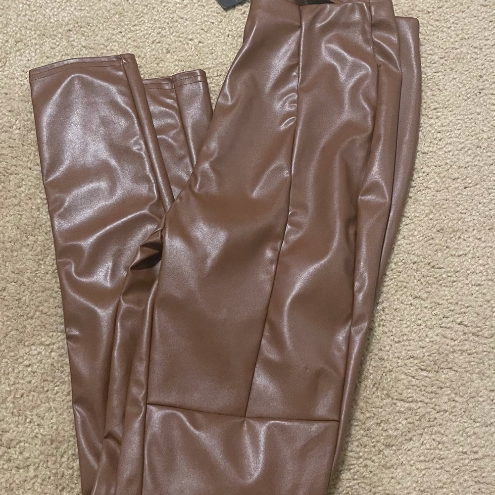 Brown leather pants